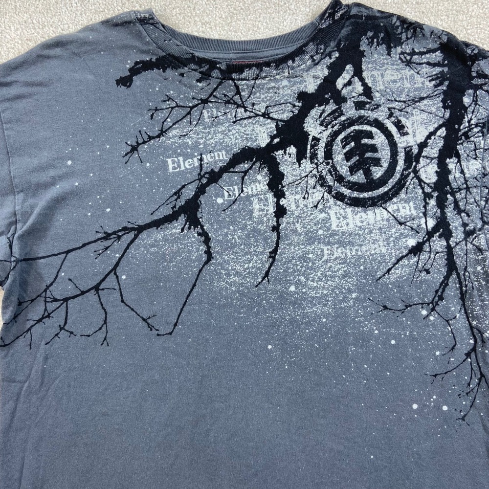 Vtg Y2K Element T Shirt Mens Medium Gray Graphic Short Sleeve Skate Tree Logo